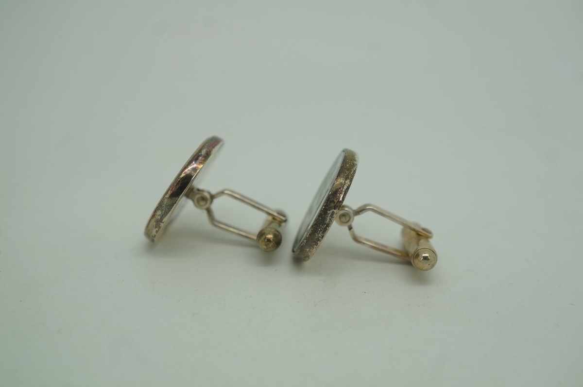 Vintage Sterling Silver 925 100 Francs European Tokens & Coins Cufflinks View 6