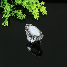 Rainbow Moonstone Gemstone Handmade 925 Sterling Silver Jewelry Ring Size 6 J609