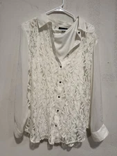 I. N. Studio Lace Top With Tank. Long Sheer Sleeve Whimsy Fairy Ren Fest Boho 1x