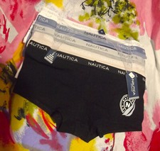 5 NEW NAUTICA NT4463 5PKFA SIGNATURE WAIST COTTON BOYSHORT PANTIES M