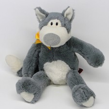 Les Petites Maries Cute Gray Wolf Plush Stuffed Animal Rare French 12 Inch EUC