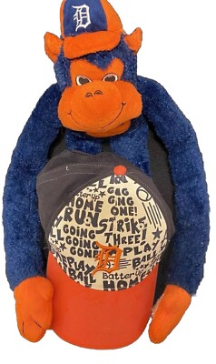 Detroit Tigers Monkey Plush Hugger & Toddler Baseball Cap Adjustable Orange Blue