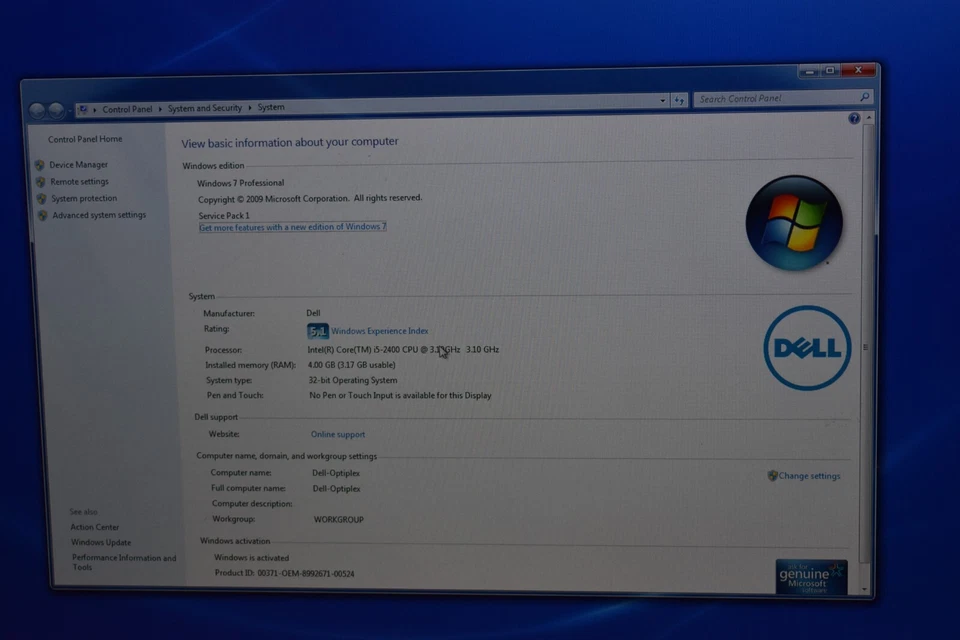 Dell Optiplex Desktop Quad Core i5-2400 3.1GHz 4GB RAM 60GB SSD Windows 7 32-Bit - Image 2 of 4