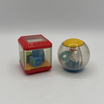 Lot of 2 Fisher Price Small Toys Peek A Boo Blocks Sensory Cubes & Roll A Round