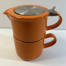 TEAVANA For Life Tea Stackable Pot Cup Infuser Orange Color No Metal Filter CO4