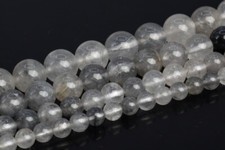 Natural Gray Crystal Quartz Beads Grade A Round Loose Beads 4/6/8/10/15-16MM