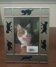 Vintage 1997 Metal picture Cat Design frame HB Group 3,5 x 5 photo