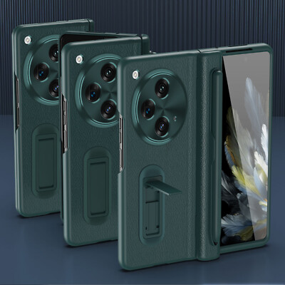 For OnePlus Open Leather Stand Case w/ Hinge Protection+Screen Protector+Stylus
