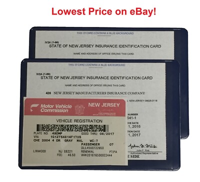 2 (two) Auto car Insurance Registration ID Card Holders Holder Blue