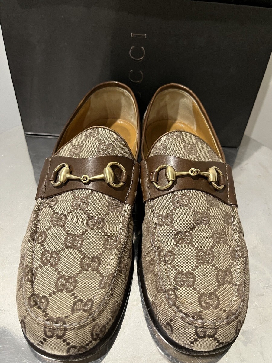 Gucci Beige Canvas Slip-On Loafers With Monogram Pattern - NWT display picture 1