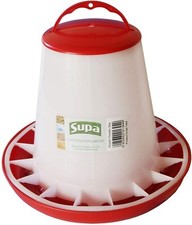 Supa Red & White Plastic Poultry Feeder, Cage & Aviary Birds, 1 or 3 kg