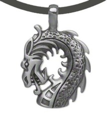 Dragon Necklace Pendant on 18" Black Leather Cord Jewelry
