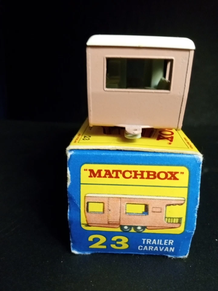 Remolque Matchbox #23D caravana 1965 rosa en caja original E4 Foto 3 de 4