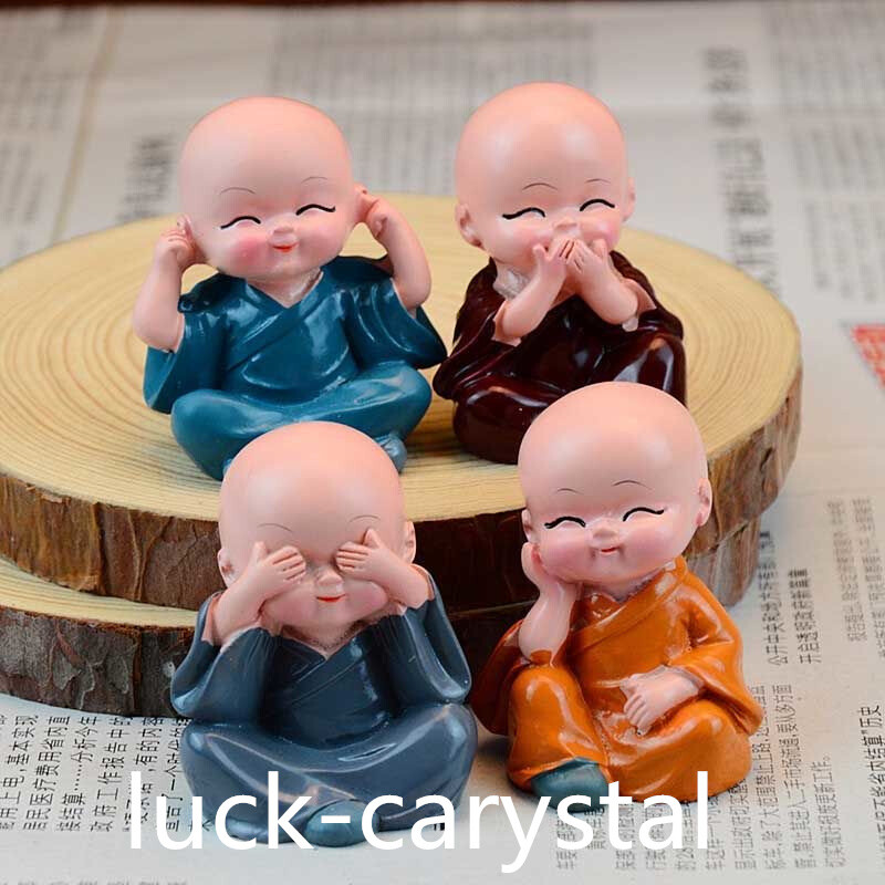 195g Hand Carved Ceramic Monk Decorations Reiki Healing Gift.4PC.B18E