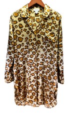 LASOIE 100  Silk Cheeta Print Long sleeve NightShirt Sleep ShirtWomen Sz Large