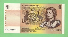 #D6.   KNIGHT WHEELER R76A  $1 PAPER BANKNOTE  #BYL 309948