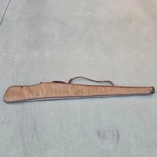 Vintage RARE 53" JUMBO Brown Leather Padded Full Zip Gun Rifle Shotgun Case READ