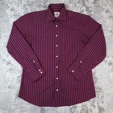 Ben Sherman Men's Slim Button-Up Shirt Blue Red Check Size 15.5-32/33