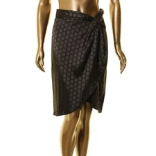 LUSH Women's Polka-dot Satin Knot Faux-wrap Straight Pencil Skirt TEDO