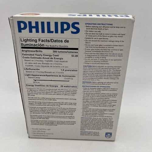 Philips Dimmable Bulbs Soft White A19 Medium Base 29W/40W 300 Lumens 4 Bulbs - Picture 3 of 4