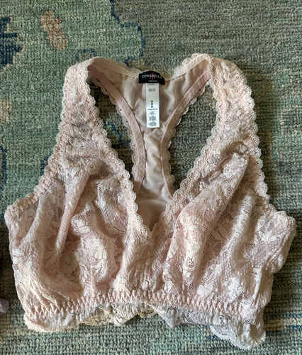 Cosabella Racer Back Lace Bralette Pink and Lavender Set Size Medium - Picture 2 of 8