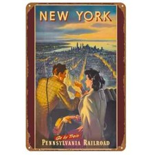 New York Pennsylvania Railroad Go By Train 12 x 8 inch Metal Sign