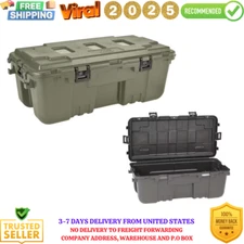 Plano Storage Box Trunk Bin Hinged Organizer Lightweight Wheels Lockable 27-Gal