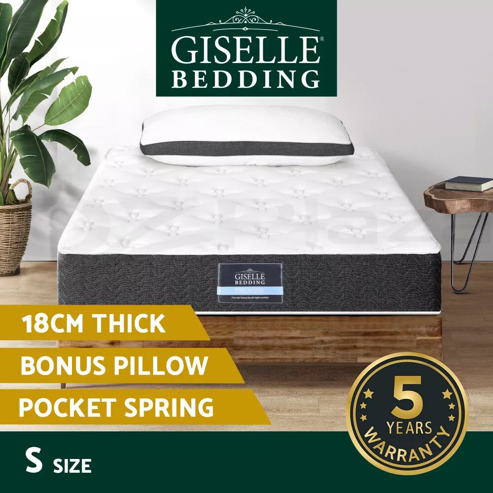 Giselle Bedding 18cm Mattress Medium Soft Pocket Spring Bed w