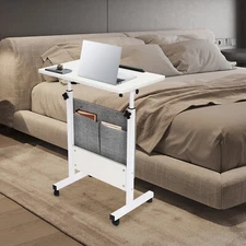 Rolling Laptop Desk Office Computer Table Adjustable Height Stand up w/ Storage