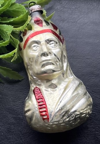 Antique Glass Indian Chief Native American Geronimo Christmas Ornament - 第 1/12 張圖片