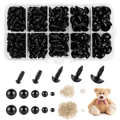 Aster 200 Stück Sicherheitsaugen für Häkeltiere 5/6/8/10/12 mm Kunststoff kno...
