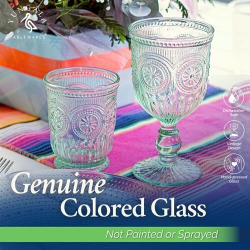 Yungala Green Glassware Set of 6 Green Drinking Glasses Glass Cups