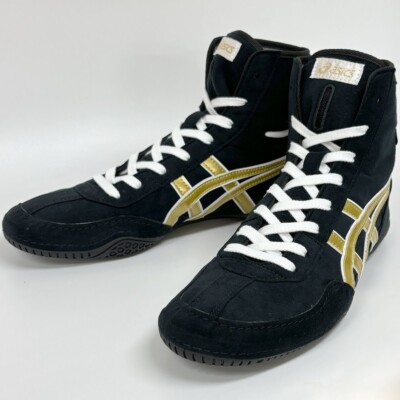ASICS Wrestling Shoes 1083A001 Black x gold white edge Successor