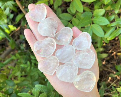 Clear Quartz Crystal Heart 1'' - Polished  Gemstone Hearts (Pocket, Jewelry)