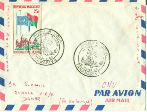 Timbres de Madagascar premiers jours enveloppes