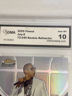Topps Finest Jay-Z Rookie Refractor Card GMA Graded Mint 10 72/249