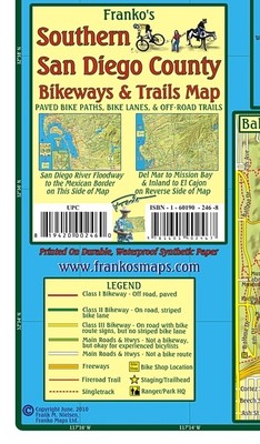 San Diego County - Southern - Bikeways & Trails Waterproof Map by Franko Maps
