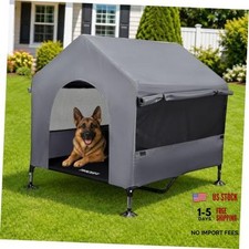 42" Large Dog House Outdoor Indoor Elevated Dog Cot Tent Shade 42" Grey