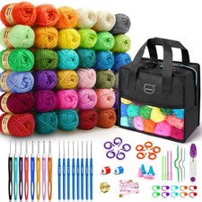 90 Pcs Portable Crochet Kit with 36 Colors of Crochet Yarn, 36 Crochet Hook ,...