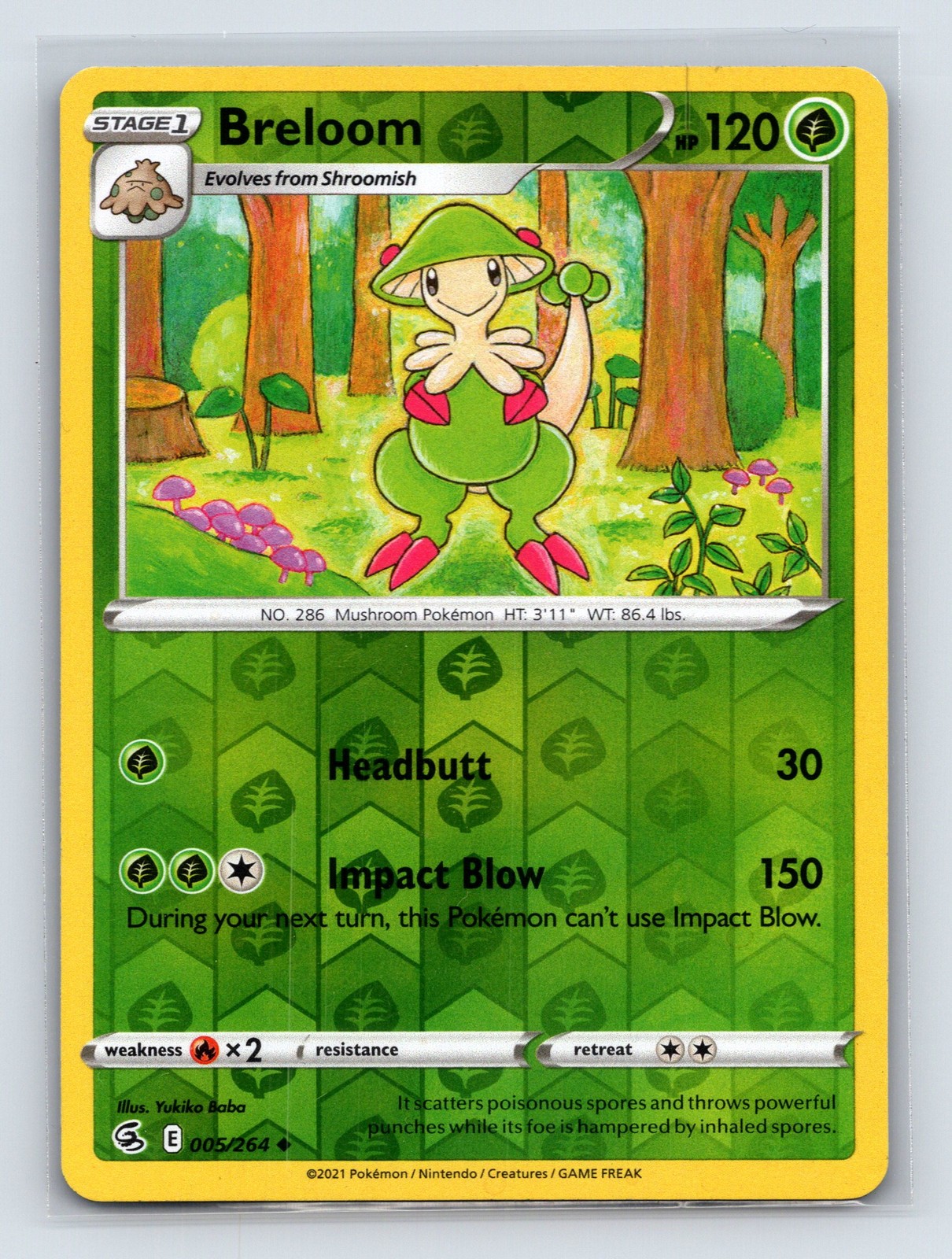 Breloom SWSH08: Fusion Strike #005/264 Uncommon, Reverse Holo NM
