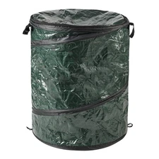 44 Gallon Collapsible Trash Can with Zippered Lid for Indoor Outdoor Use