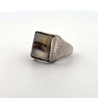 Vintage Sterling Silver 925 Agate Signet Ring Size 5