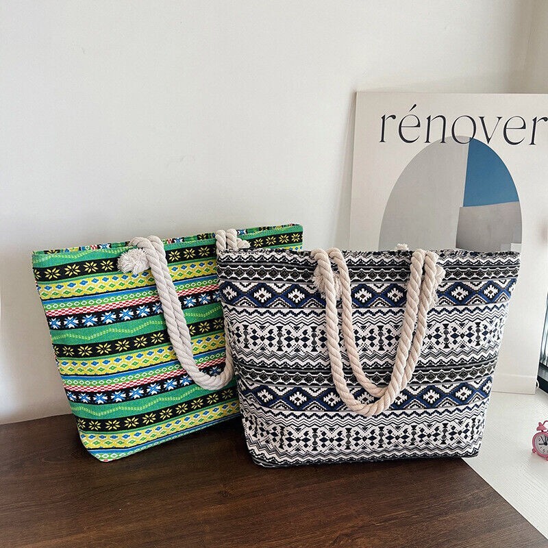 Beach Bag Extra Large Summer Beach Tote Bag with Zip and Rope Handle New