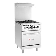 Wolf Natural Gas 24" Manual Range with 4 Burners and Compact Oven - 142,000 BTU