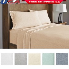 Soft Jersey Knit Sheet Set Cozy Breathable Modal Cotton Pillow Cases All-Season