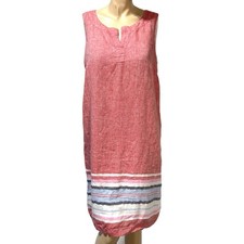 Talbots 100% Linen Dress Womens Size 14 Sleeveless Knee Length Lined NO POCKETS