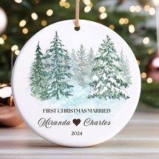 Personalized First Christmas Married Ornament 2024 Ceramic Keepsake