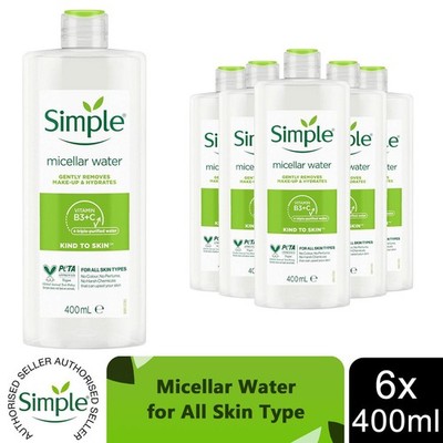 Simple Kind to Skin Make-Up Entferner Mizellen Reinigungswasser 6er Pack, 400ml