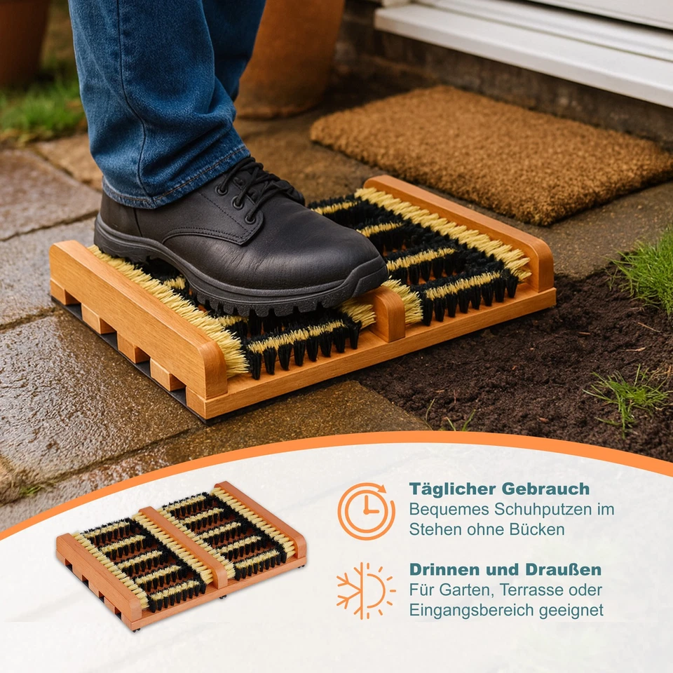 Schuhabstreifer Schuhbürste Schuhputzbürste Schuhputzer Fußabtreter mit Bürsten - Bild 3 von 4