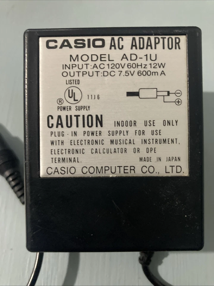 Casio AC/DC Power Adaptor Model AD-1U 7.5V 600m A - Image 2 of 4
